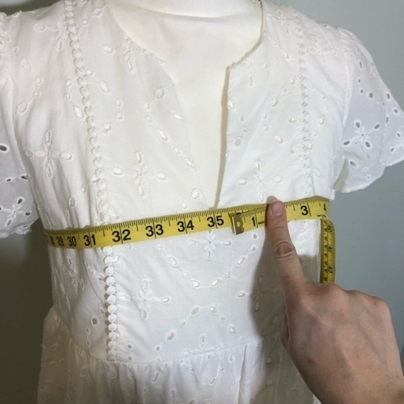 NWT White Eyelet Tiered Ruffle Swing Dress Mini Knox Rose Short Sleeve New - Picture 6 of 8